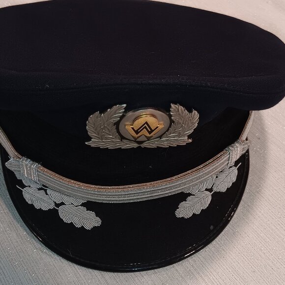 Vintage Morry Luxenberg Military Pilot Airline Hat Outfitters Navy Blue silver - Picture 1 of 6